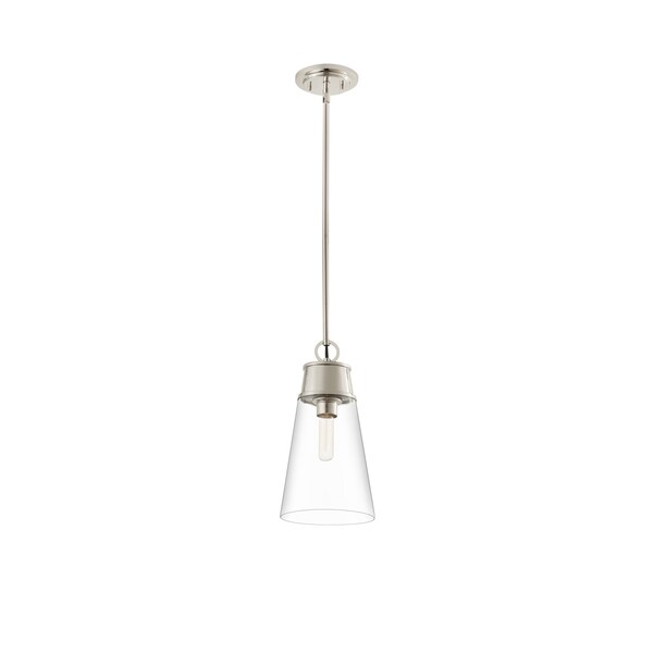 Wentworth 1 Light Pendant, Polished Nickel & Clear